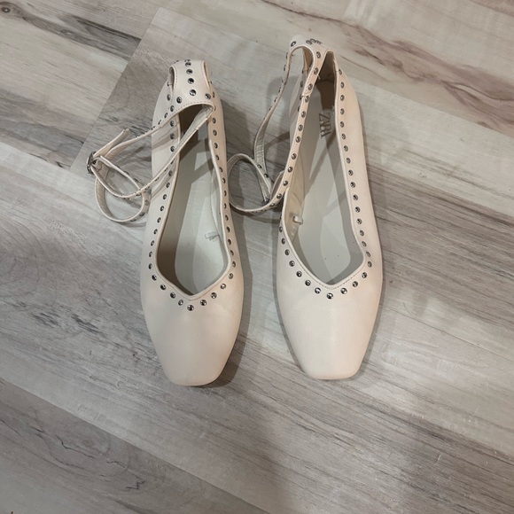 Zara Leather Flats ankle strap EU 37 - Picture 1 of 6